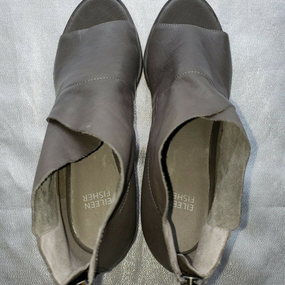 Eileen Fisher 'Ink' Open Toe Block Heel Bootie Sz… - image 2